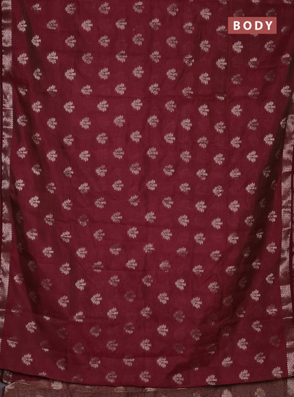 Semi raw silk saree deep maroon with allover zari woven buttas and zari woven border