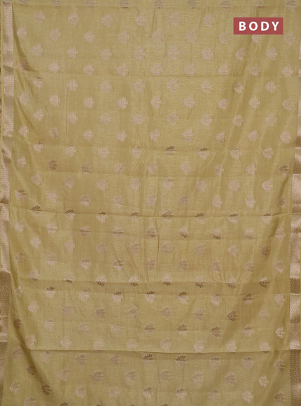 Semi raw silk saree beige with allover zari woven buttas and zari woven border