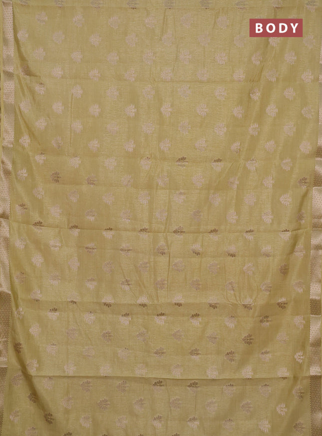 Semi raw silk saree beige with allover zari woven buttas and zari woven border
