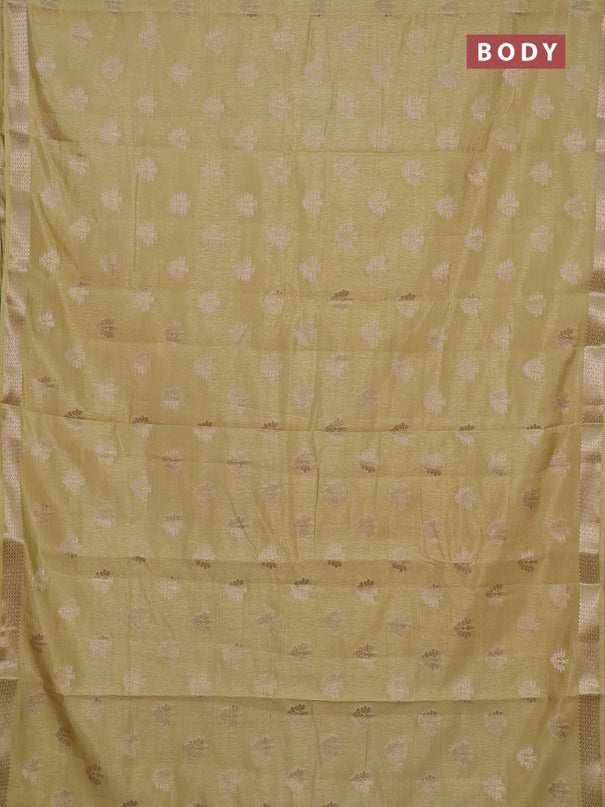 Semi raw silk saree beige with allover zari woven buttas and zari woven border