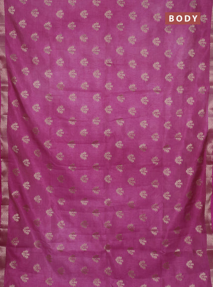 Semi raw silk saree pink with allover zari woven buttas and zari woven border