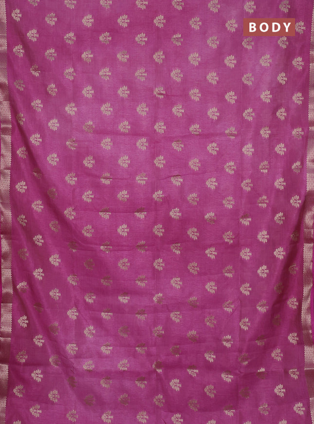 Semi raw silk saree pink with allover zari woven buttas and zari woven border