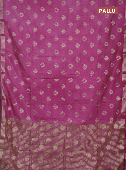 Semi raw silk saree pink with allover zari woven buttas and zari woven border