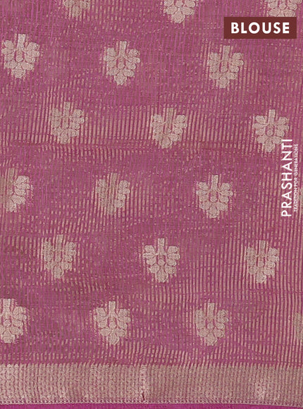 Semi raw silk saree pink with allover zari woven buttas and zari woven border