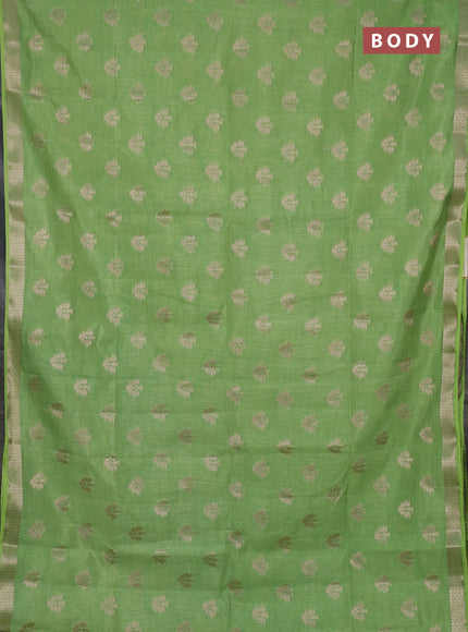 Semi raw silk saree light green with allover zari woven buttas and zari woven border