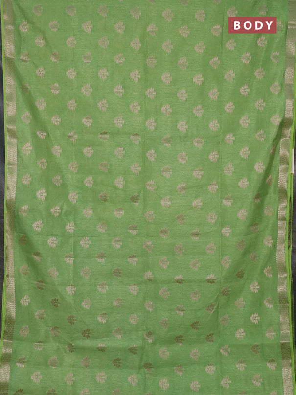 Semi raw silk saree light green with allover zari woven buttas and zari woven border