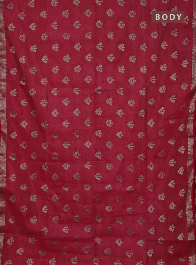 Semi raw silk saree red with allover zari woven buttas and zari woven border