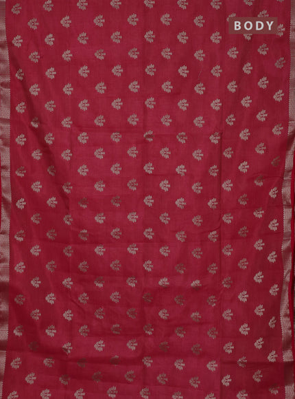 Semi raw silk saree red with allover zari woven buttas and zari woven border