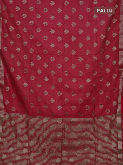 Semi raw silk saree red with allover zari woven buttas and zari woven border