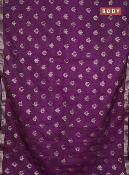 Semi raw silk saree violet with allover zari woven buttas and zari woven border