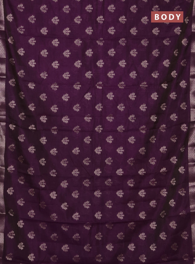 Semi raw silk saree violet with allover zari woven buttas and zari woven border