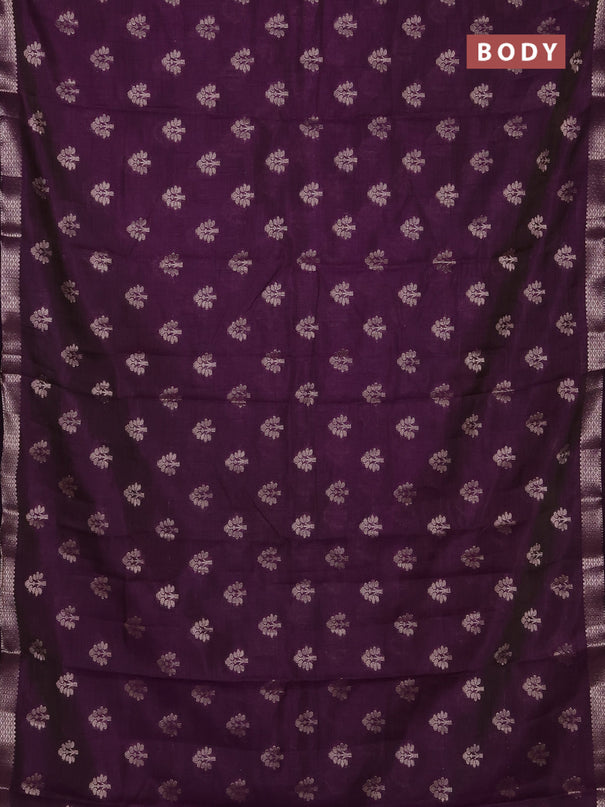 Semi raw silk saree violet with allover zari woven buttas and zari woven border