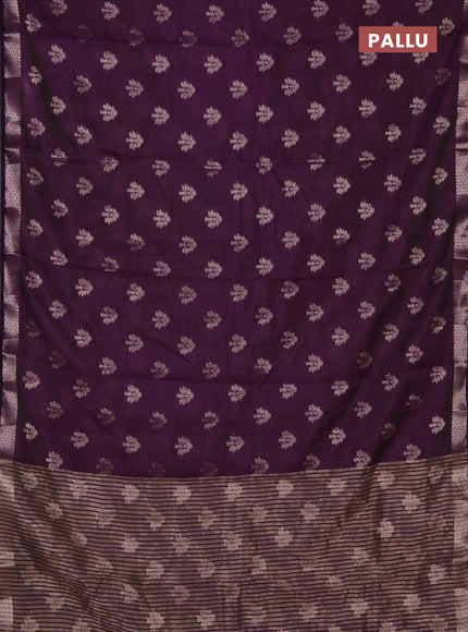 Semi raw silk saree violet with allover zari woven buttas and zari woven border