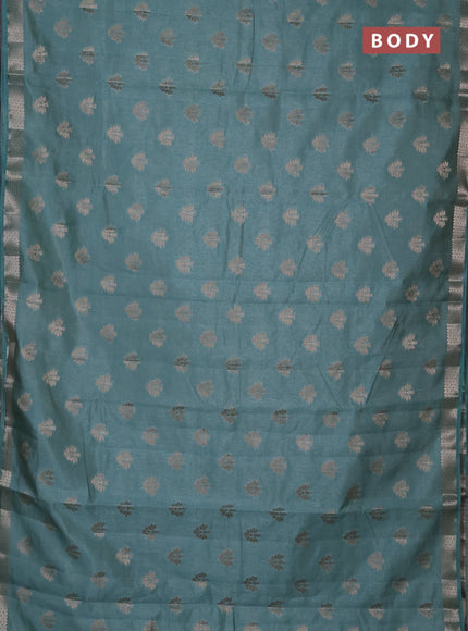 Semi raw silk saree pastel green with allover zari woven buttas and zari woven border