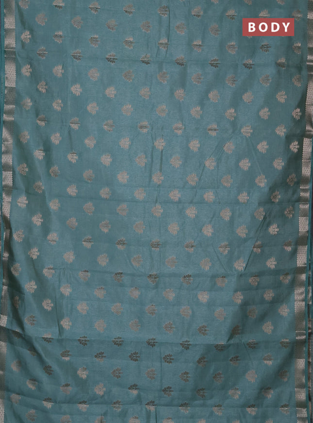 Semi raw silk saree pastel green with allover zari woven buttas and zari woven border