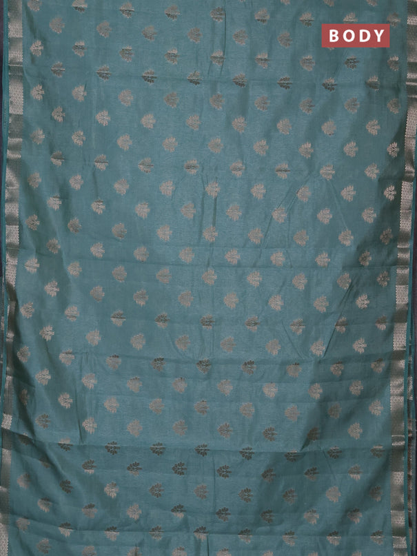 Semi raw silk saree pastel green with allover zari woven buttas and zari woven border