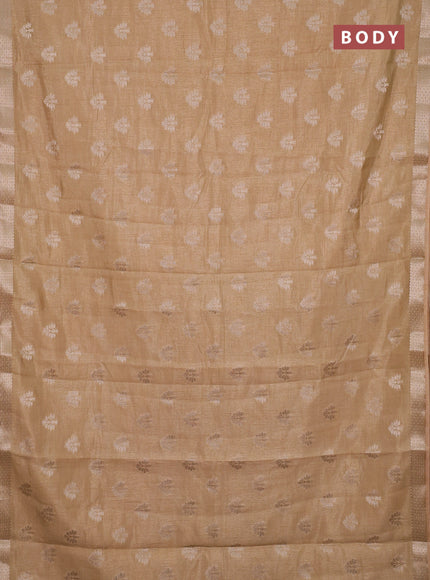 Semi raw silk saree sandal with allover zari woven buttas and zari woven border