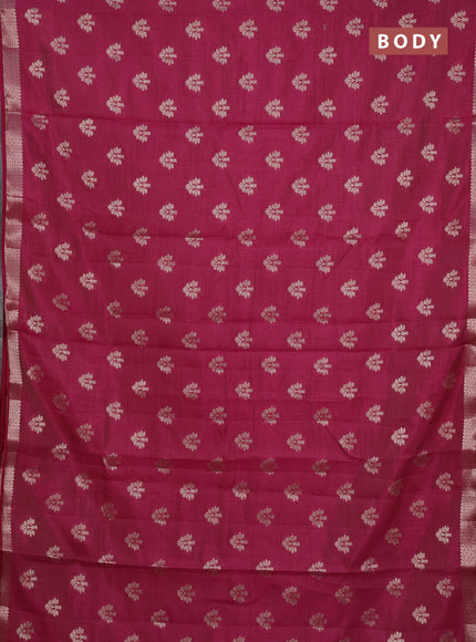 Semi raw silk saree wine shade with allover zari woven buttas and zari woven border