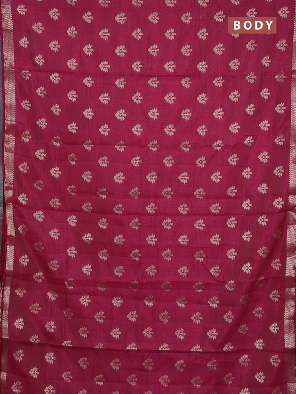 Semi raw silk saree wine shade with allover zari woven buttas and zari woven border