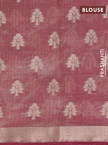 Semi raw silk saree wine shade with allover zari woven buttas and zari woven border