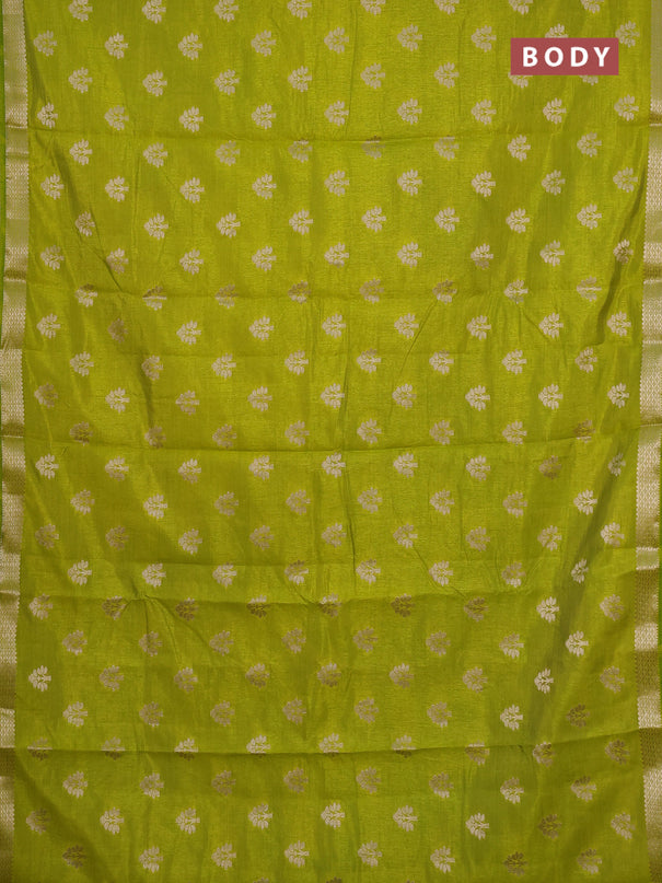 Semi raw silk saree light green with allover zari woven buttas and zari woven border