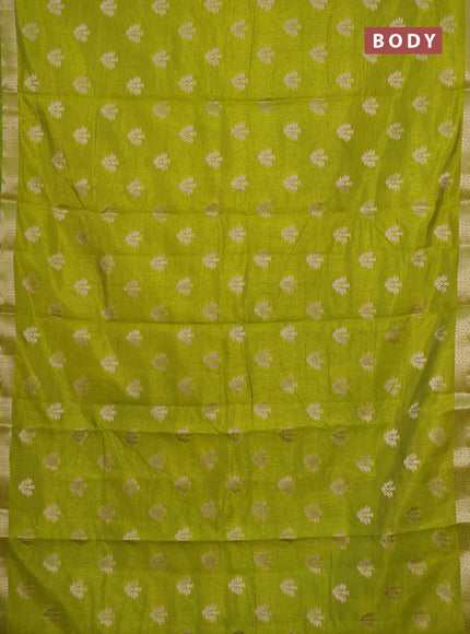 Semi raw silk saree light green with allover zari woven buttas and zari woven border