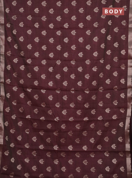 Semi raw silk saree coffee brown with allover zari woven buttas and zari woven border