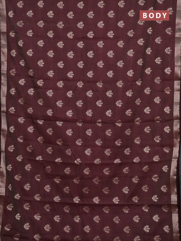 Semi raw silk saree coffee brown with allover zari woven buttas and zari woven border
