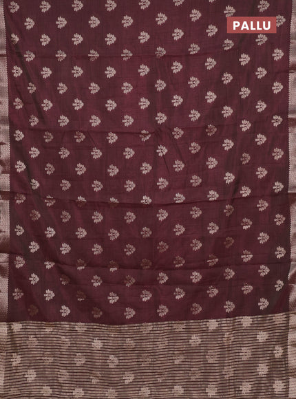 Semi raw silk saree coffee brown with allover zari woven buttas and zari woven border