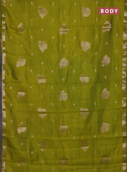 Semi raw silk saree light green with zari woven buttas and zari woven border