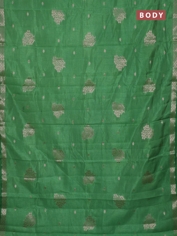 Semi raw silk saree green with zari woven buttas and zari woven border