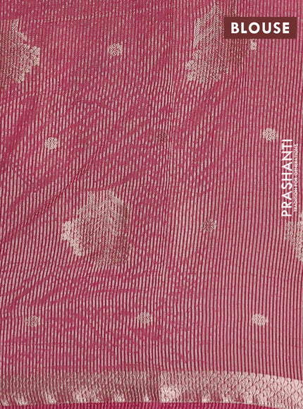 Semi raw silk saree dark pink with zari woven buttas and zari woven border