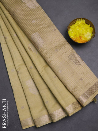 Semi raw silk saree beige with zari woven buttas and zari woven border