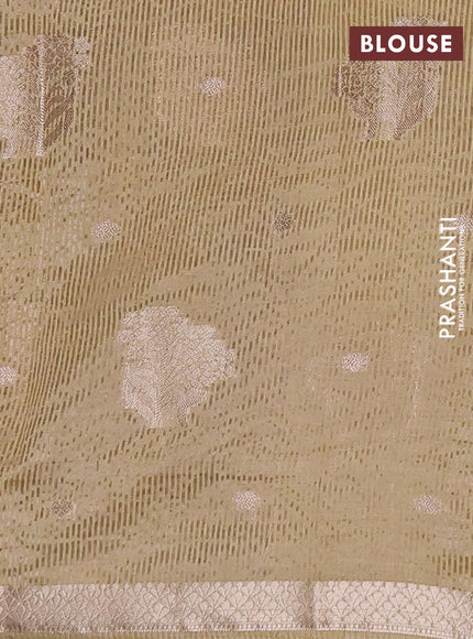 Semi raw silk saree beige with zari woven buttas and zari woven border