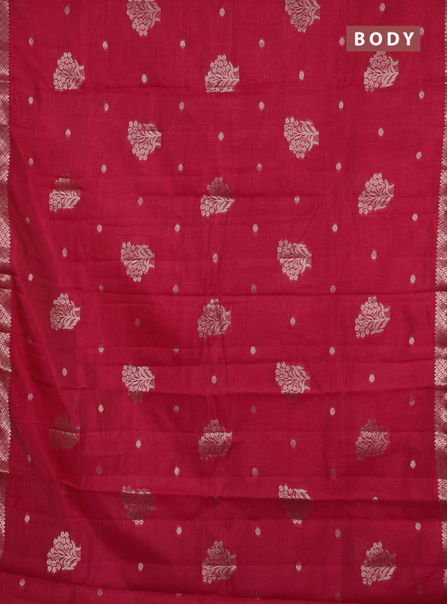 Semi raw silk saree pink with zari woven buttas and zari woven border