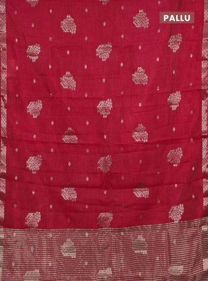 Semi raw silk saree pink with zari woven buttas and zari woven border