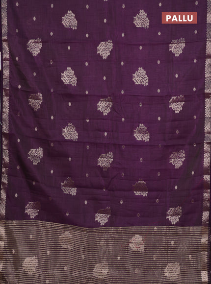 Semi raw silk saree deep purple with zari woven buttas and zari woven border