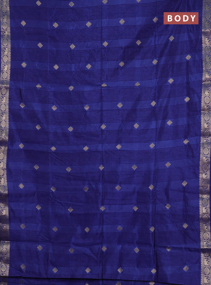 Semi raw silk saree blue with zari woven buttas and zari woven border