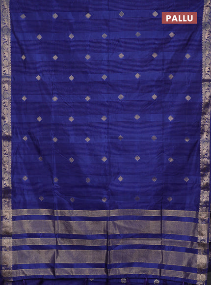 Semi raw silk saree blue with zari woven buttas and zari woven border