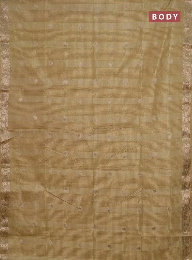 Semi raw silk saree sandal with zari woven buttas and zari woven border