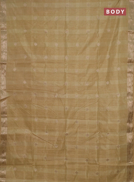 Semi raw silk saree sandal with zari woven buttas and zari woven border