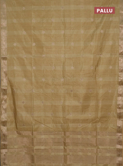 Semi raw silk saree sandal with zari woven buttas and zari woven border