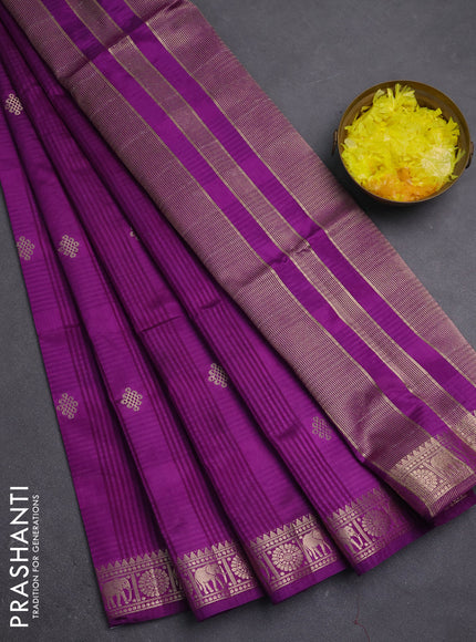 Semi raw silk saree purple with zari woven buttas and zari woven border