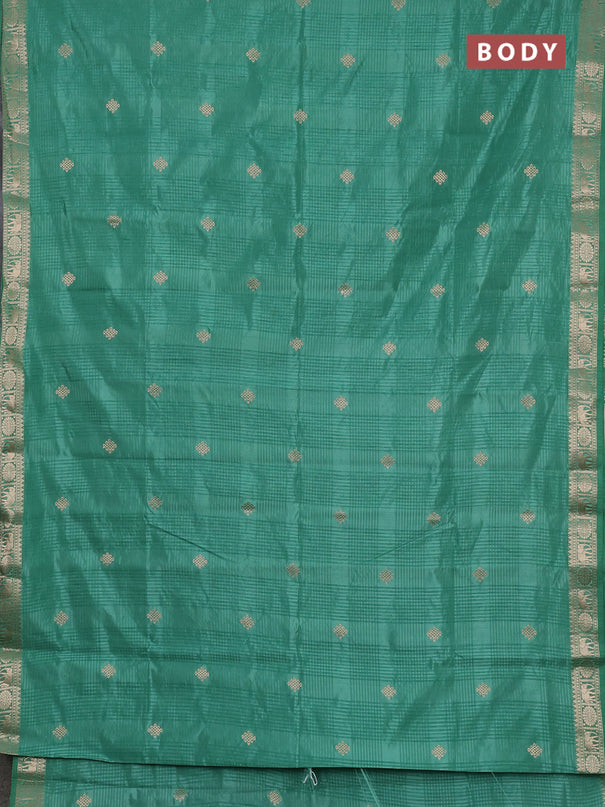 Semi raw silk saree pastel green with zari woven buttas and zari woven border