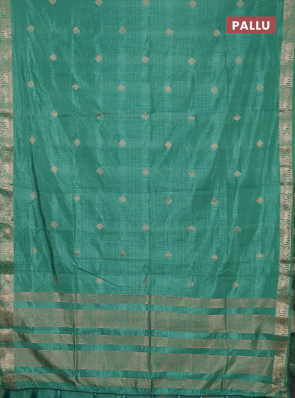 Semi raw silk saree pastel green with zari woven buttas and zari woven border