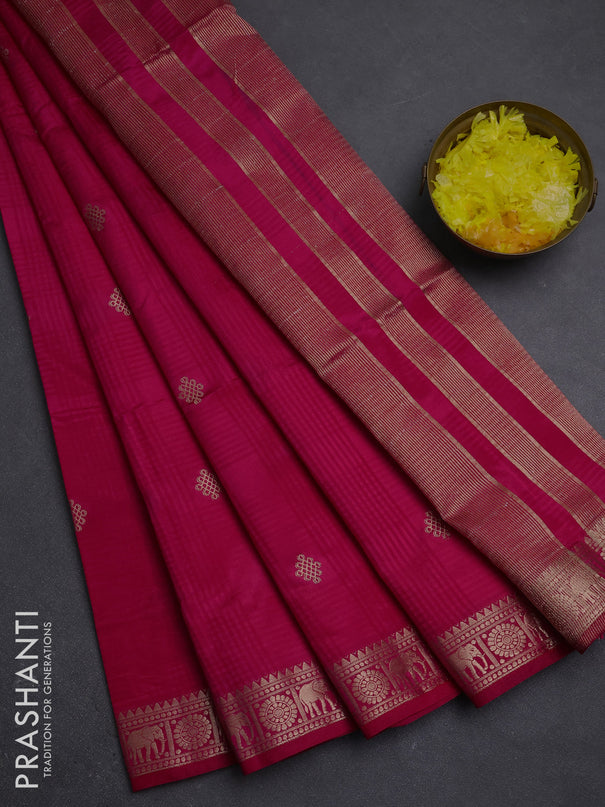 Semi raw silk saree pink with zari woven buttas and zari woven border