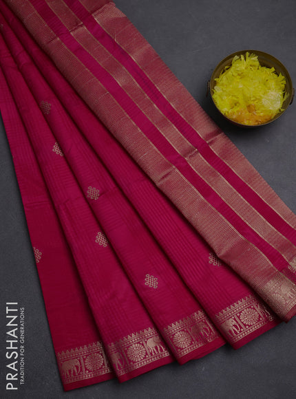 Semi raw silk saree pink with zari woven buttas and zari woven border