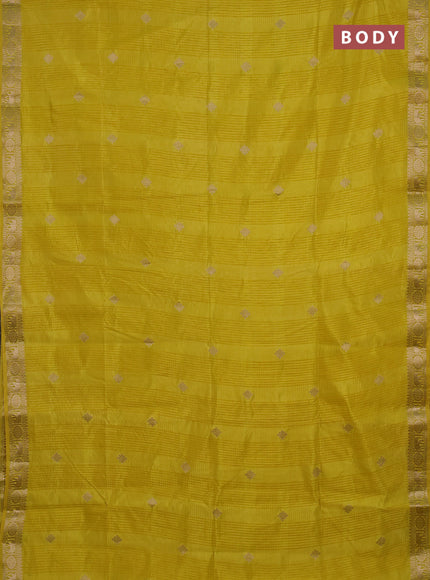 Semi raw silk saree yellow with zari woven buttas and zari woven border
