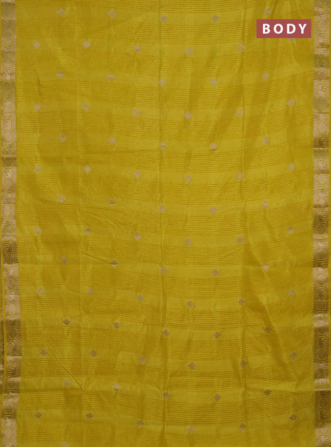 Semi raw silk saree yellow with zari woven buttas and zari woven border