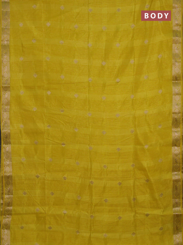 Semi raw silk saree yellow with zari woven buttas and zari woven border